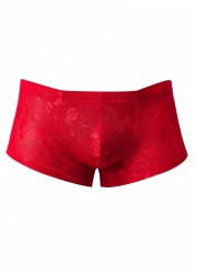 Shorty homme dentelle fleurie rouge face sophie libertine