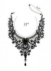 Collier baroque en dentelle brodée Epicuria noir gothique