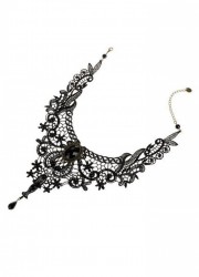 Collier baroque en dentelle brodée Epicuria noir