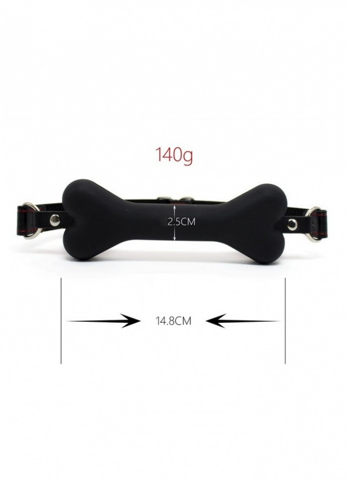 Baillon os silicone avec sangles cuir  noir