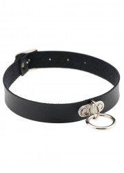 Collier 314-Cuir avec anneau noir