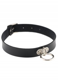 Collier 314-Cuir avec anneau noir