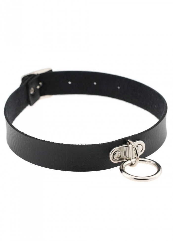 Collier 314-Cuir avec anneau noir