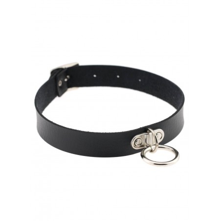 Collier 314-Cuir avec anneau noir