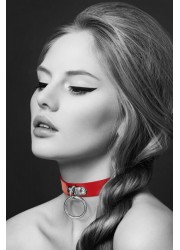 Collier 314-Cuir avec anneau rouge