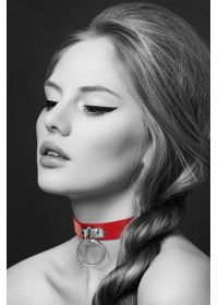 Collier 314-Cuir avec anneau rouge