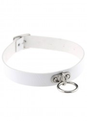 Collier 314-Cuir avec anneau blanc