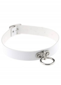Collier 314-Cuir avec anneau blanc