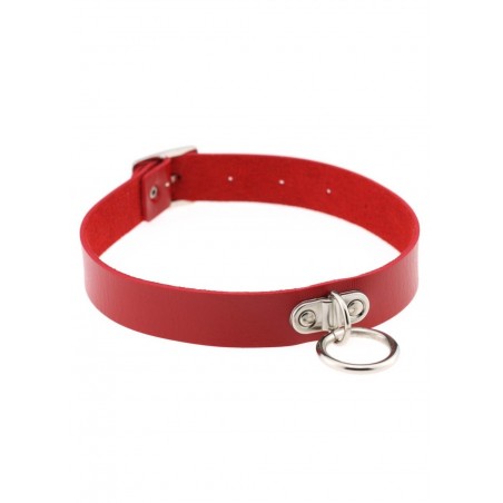 Collier 314-Cuir avec anneau rouge