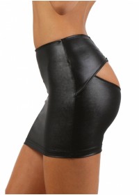 Mini jupe sexy pour femme en wetlook noir