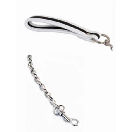 Spazm Laisse métal aspect cuir noir blanc