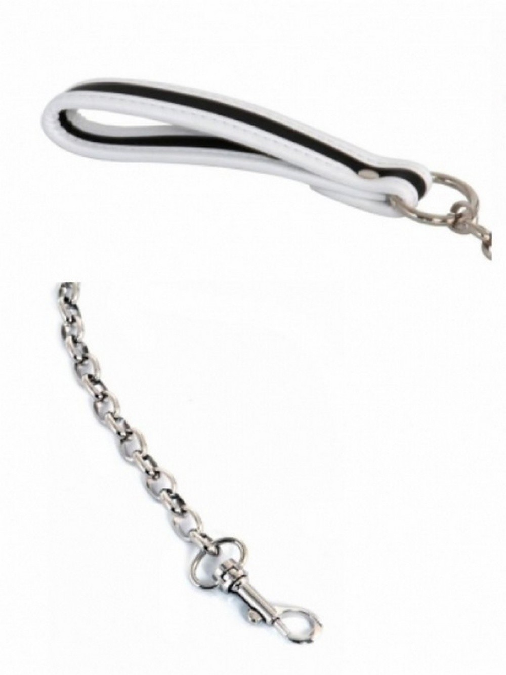 Spazm Laisse métal aspect cuir noir blanc