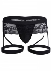 String dentelle Jarretière Sexy Hot Men noir