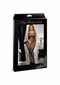 Combinaison ouverte résille Sexy Bodystocking noir Grande Taille N2