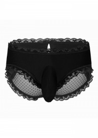 Culotte homme soubrette étui satin et tulle plumetis noir