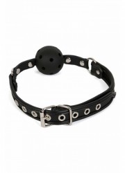 Baillon boule perforé cuir Noir