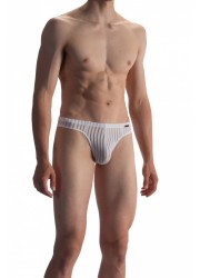 lafBenz 1865-Slip homme BrazilBrief rayures transparent blanc