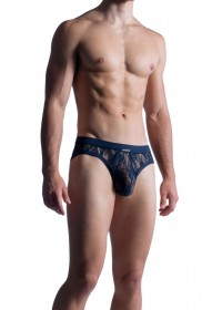 ManStore M853-Slip RetroBrief homme dentelle bleu marine