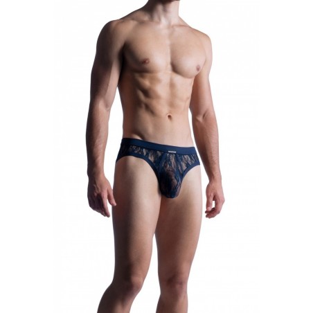 ManStore M853-Slip RetroBrief homme dentelle bleu marine