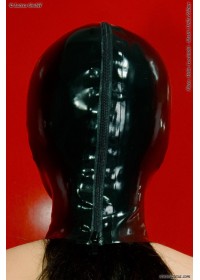 Latexa 3280 Cagoule latex Zipp Patch Yeux & bouche noir dos