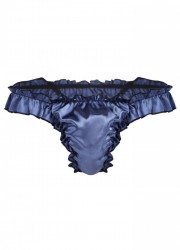 String homme travesti Princess Sissy satin  bleu face