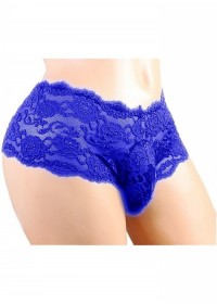 Shorty homme dentelle avec étui pénien dentelle Cuecas  bleu