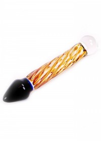 Gode en verre Glas Dildo Black & Yellow Rocket