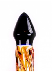 Gode en verre Glas Dildo Black & Yellow Rocket detail gland