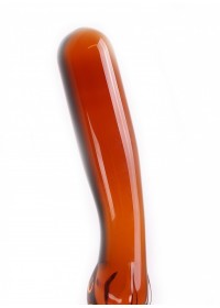 Gode doubleen verre Glass Dildo Blue Amber Curves detail coté lisse