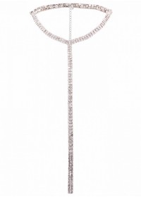 Collier long en strass argent