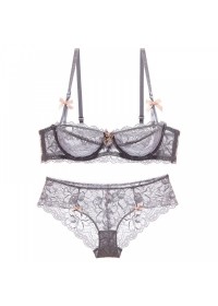 Ensemble lingerie Soutien gorge et shorty Sylvia dentelle gris