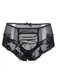 Shorty femme dentelle plumetis avec lacage Isadora noir