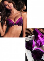 Ensemble lingerie Soutien gorge et culotte Victoria violet noir