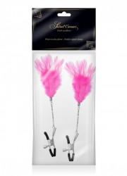 Pinces à seins ajustable plume et chainette Sweet caress rose