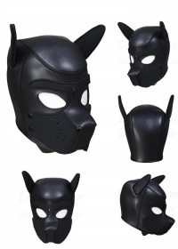 Cagoule masque chien caoutchouc et spandex noir noir
