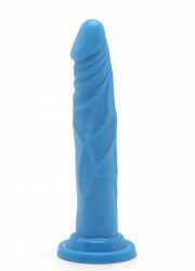 Gode ventouse Happy Dicks Dong 7.5 Inch L 19cm diametre 3,5 cm bleu