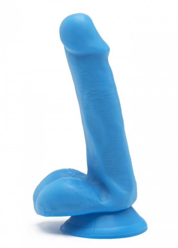 Gode ventouse Happy Dicks Dildo 6 In w.Balls L15 cmbleu