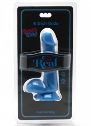 Gode ventouse Happy Dicks Dildo 6 In w.Balls L15 cm bleu pack