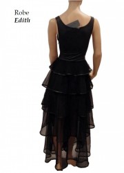 Arrogance Robe longue Edith tulle et wetlook noir dos