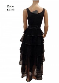 Arrogance Robe longue Edith tulle et wetlook noir dos