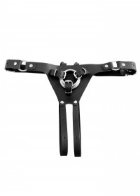 Ceinture harnais Mixte cuir noir pour gode COX Strap-On Deluxe face