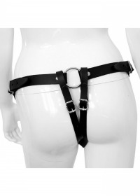 Ceinture harnais Mixte cuir noir pour gode COX Strap-On Deluxe dos