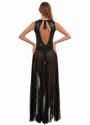 Body lingerie avec voile en tulle transparent sur les fesses