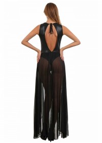 Body lingerie avec voile en tulle transparent sur les fesses