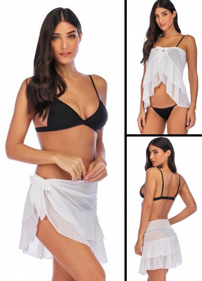 Jupe ou top pareo sexy voile transparent  blanc