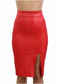 Jolie jupe pour femme aspect cuir rouge tenue sexy et pas cher