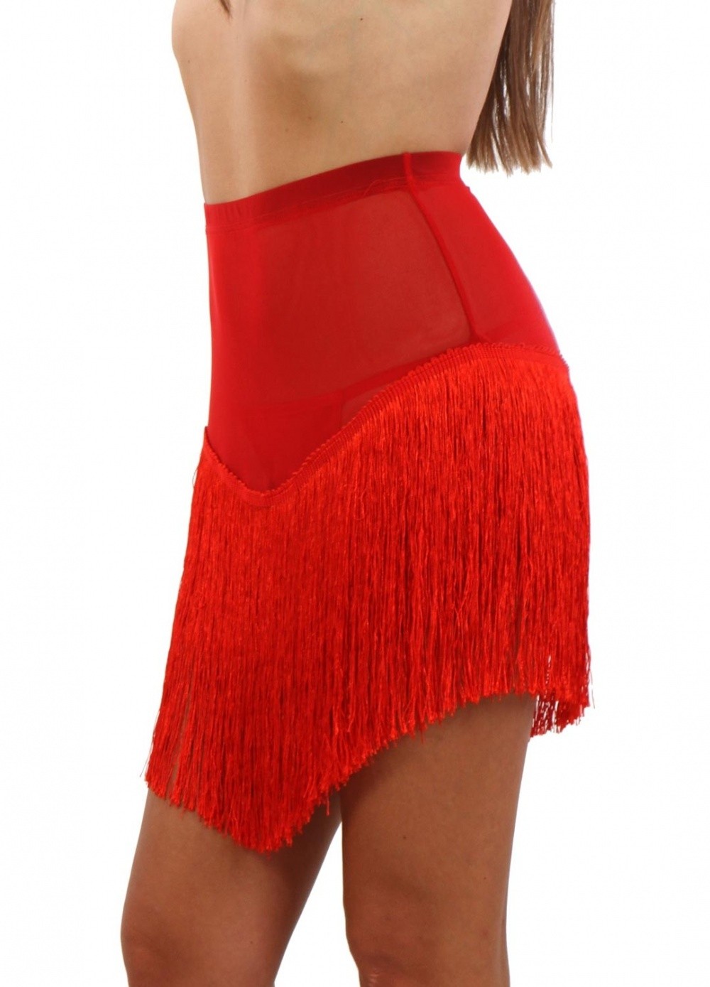 Jupe coquine pas cher tulle et franges rouge