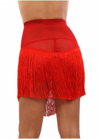 Jupe sexy en tulle transparent rouge avec franges