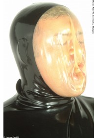 Latexa 3077 Cagoule latex vide d'air noir transparente