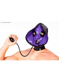 Latexa 3172 Masque latex zipp gonflable noir et violet